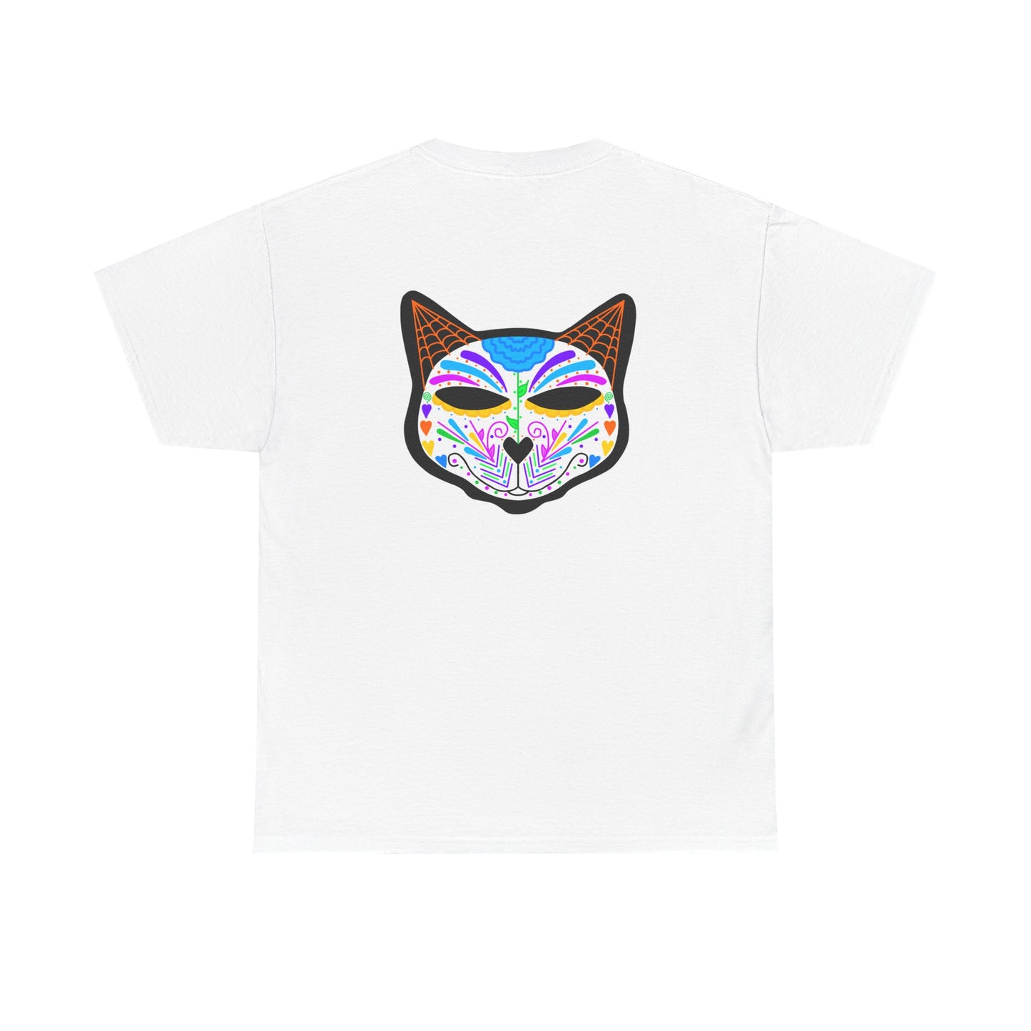 Dia de los Muertos Cat Head Heavy Cotton Tee