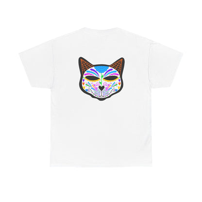 Dia de los Muertos Cat Head Heavy Cotton Tee