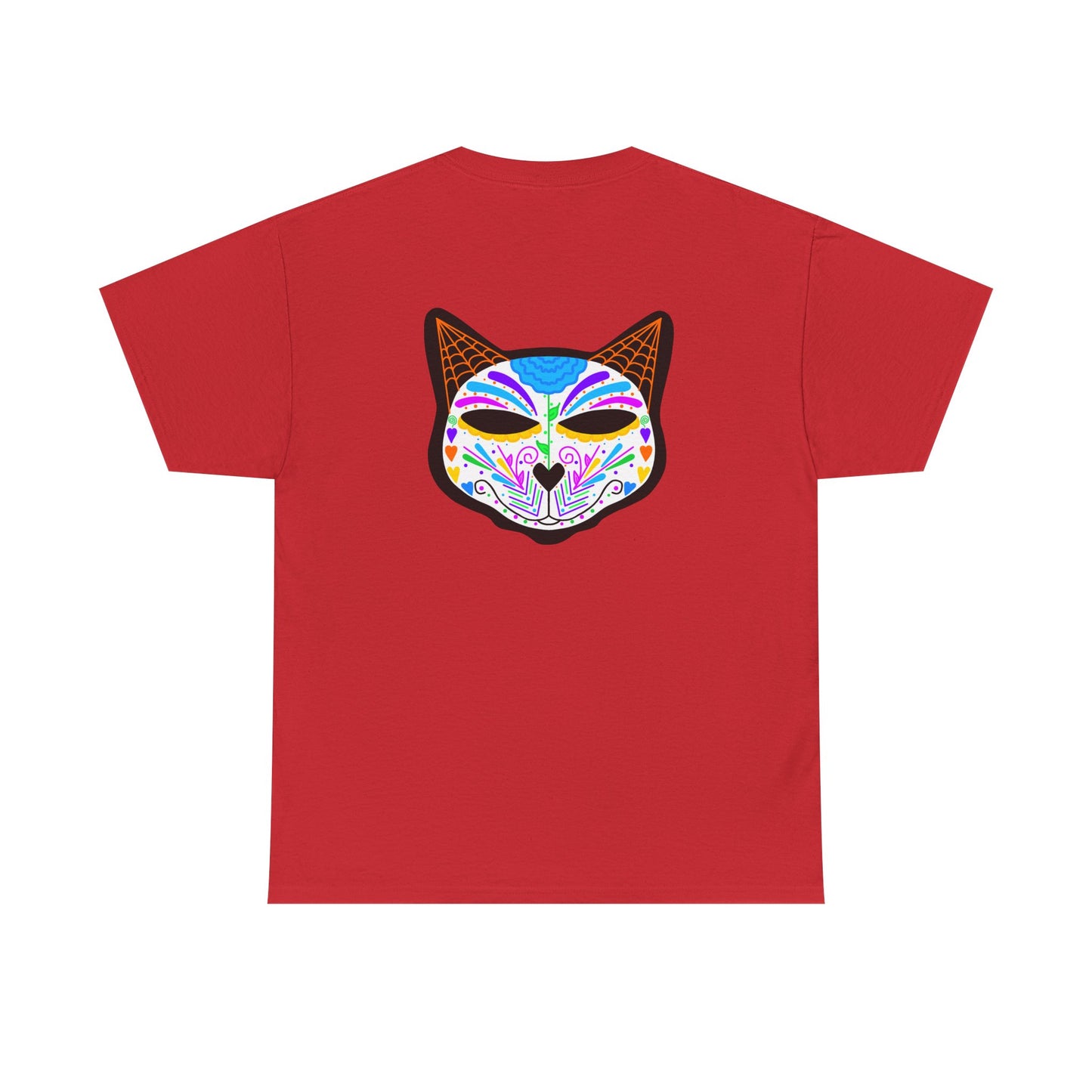 Dia de los Muertos Cat Head Heavy Cotton Tee
