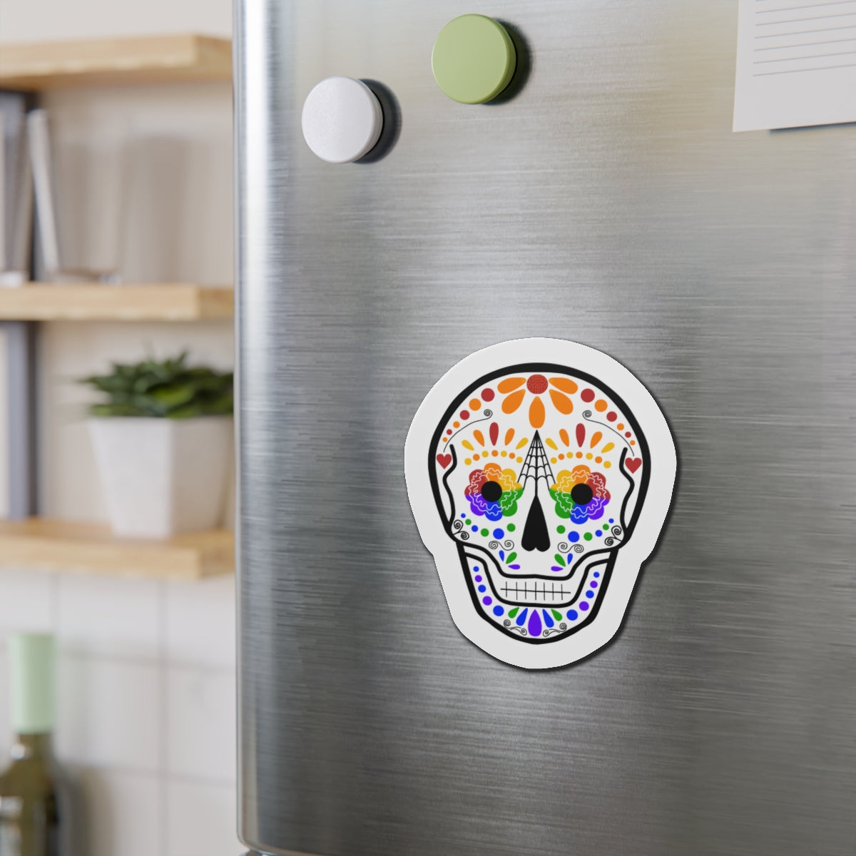 Queer Sugar Skull Die-Cut Magnet