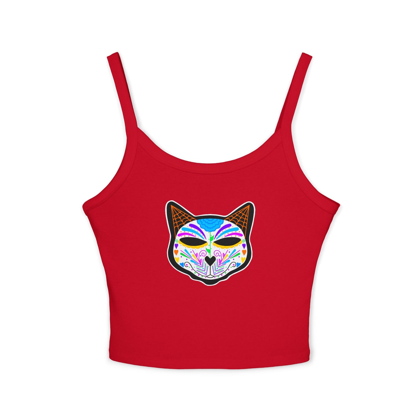Dia de los Muertos Cat Women's Spaghetti Strap Tank Top