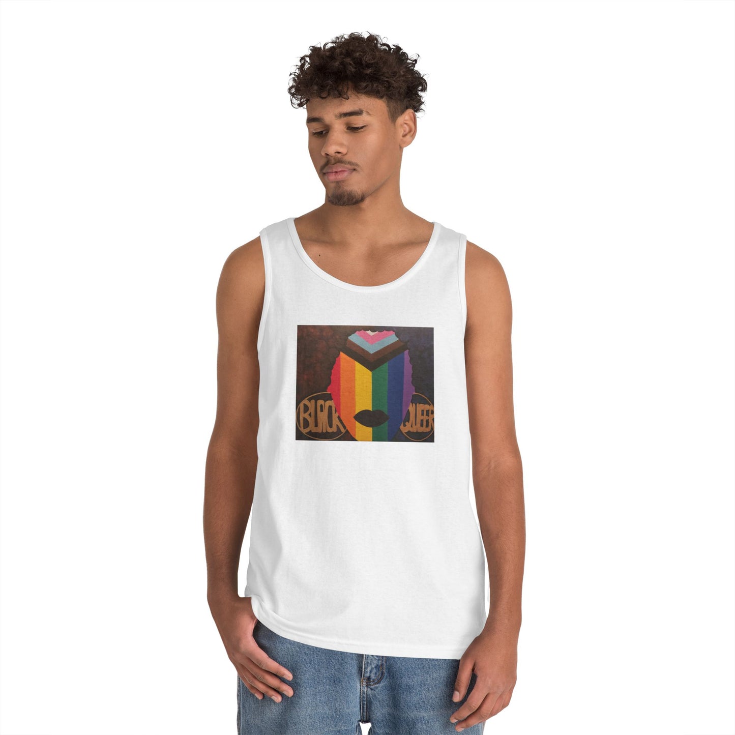 Black and Queer Heavy Cotton Tank Top