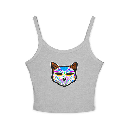 Dia de los Muertos Cat Women's Spaghetti Strap Tank Top