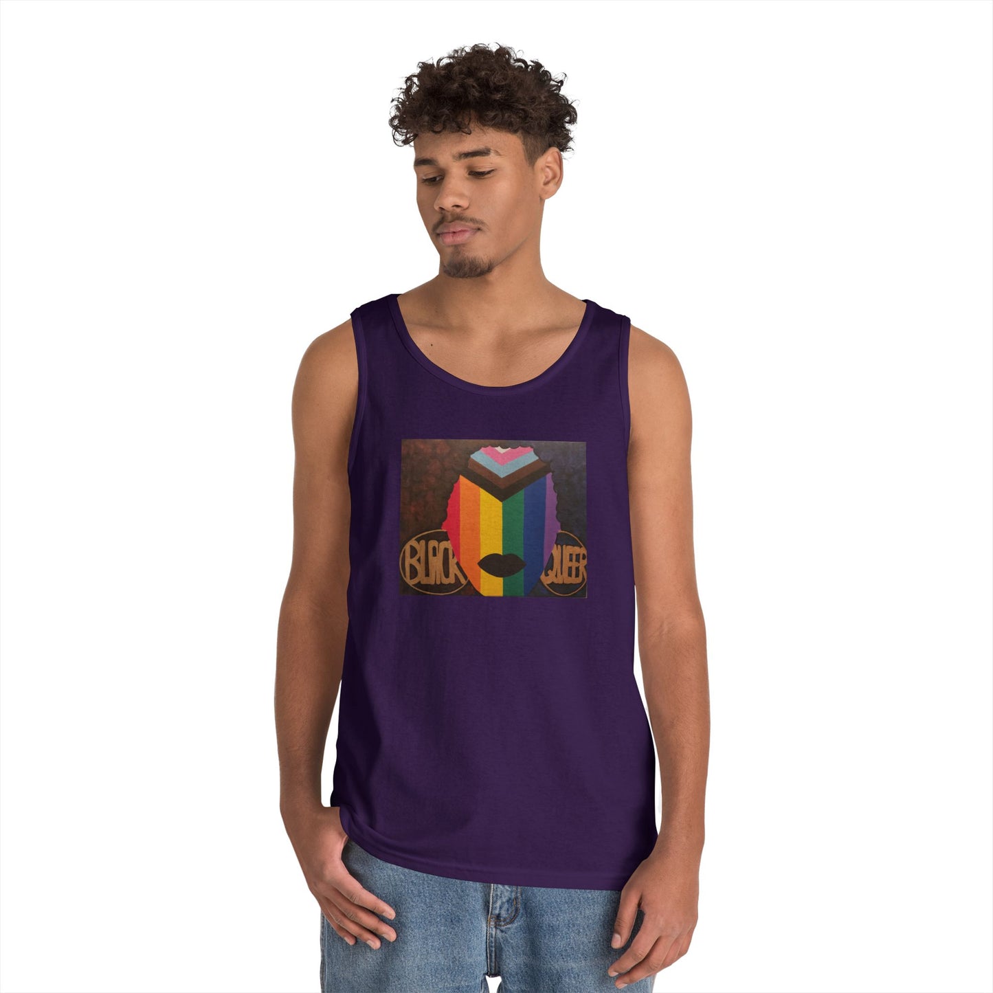 Black and Queer Heavy Cotton Tank Top