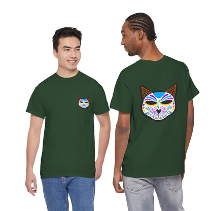 Dia de los Muertos Cat Head Heavy Cotton Tee