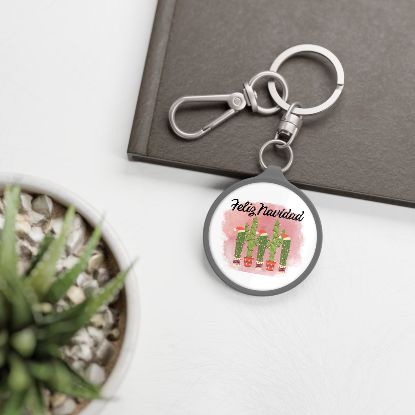 Feliz Navidad Cacti Keyring Tag