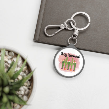 Feliz Navidad Cacti Keyring Tag