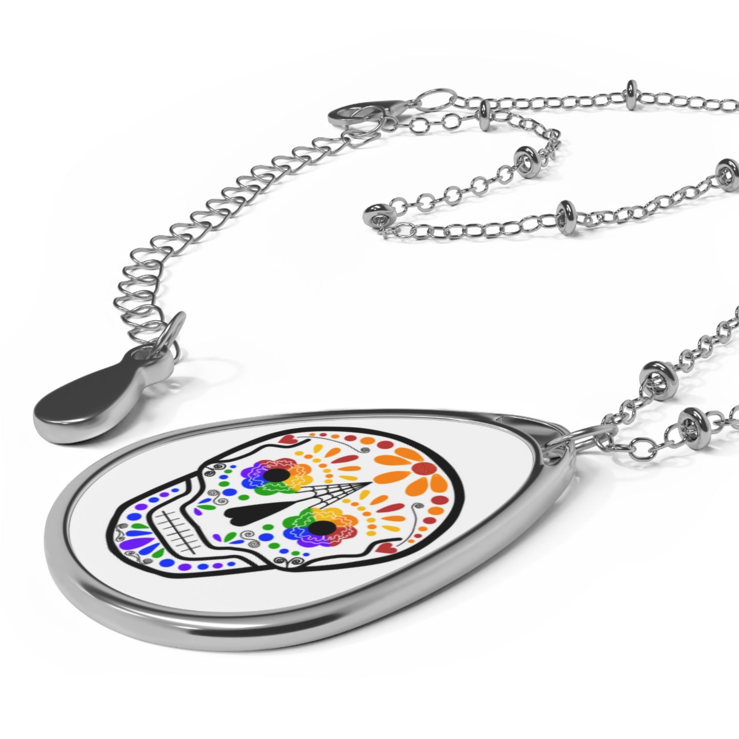 Queer Sugar Skull Oval Necklace