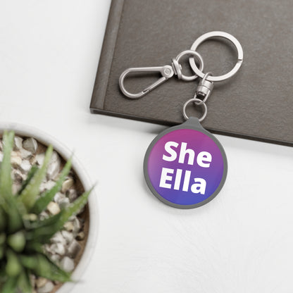 She/Ella Bi Keyring Tag