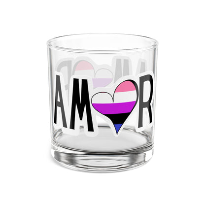 Amor  - Genderfluid Rocks Glass, 10oz