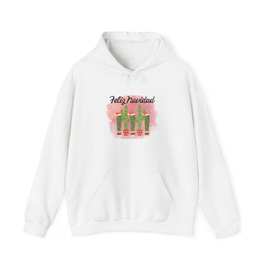 (Need Transparent Background File) Feliz Navidad Cacti Hooded Sweatshirt