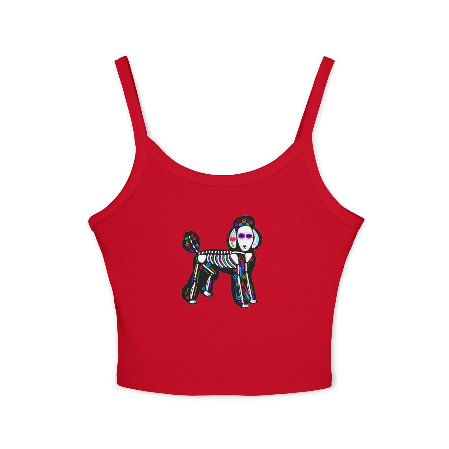 Dia de los Muertos Poodle Spaghetti Strap Tank Top