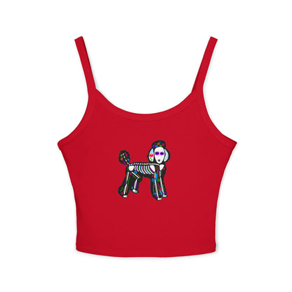 Dia de los Muertos Poodle Spaghetti Strap Tank Top