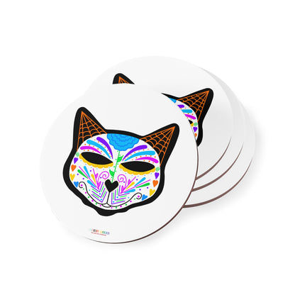 Dia de los Muertos Cat Head Coasters