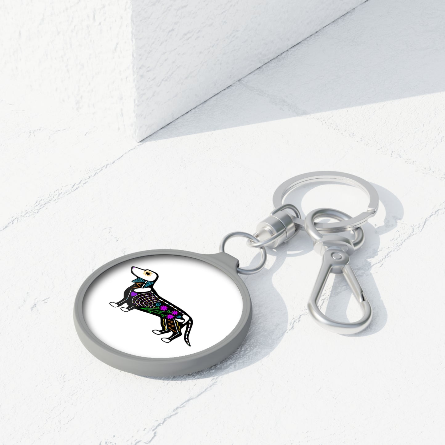 Dia de los Muertos Dachshaund Keyring Tag