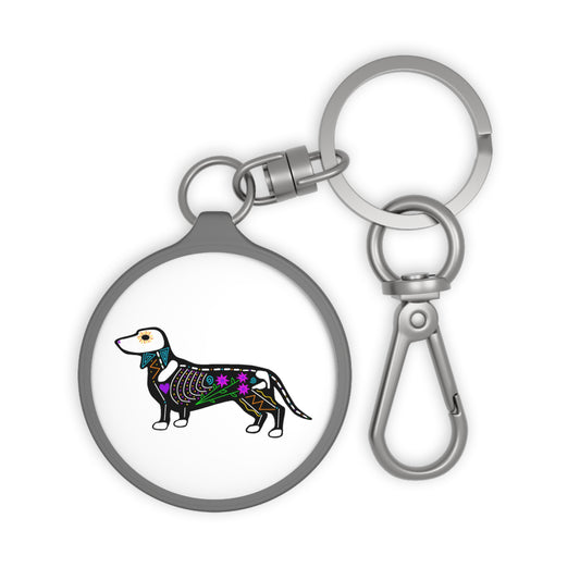 Dia de los Muertos Dachshaund Keyring Tag