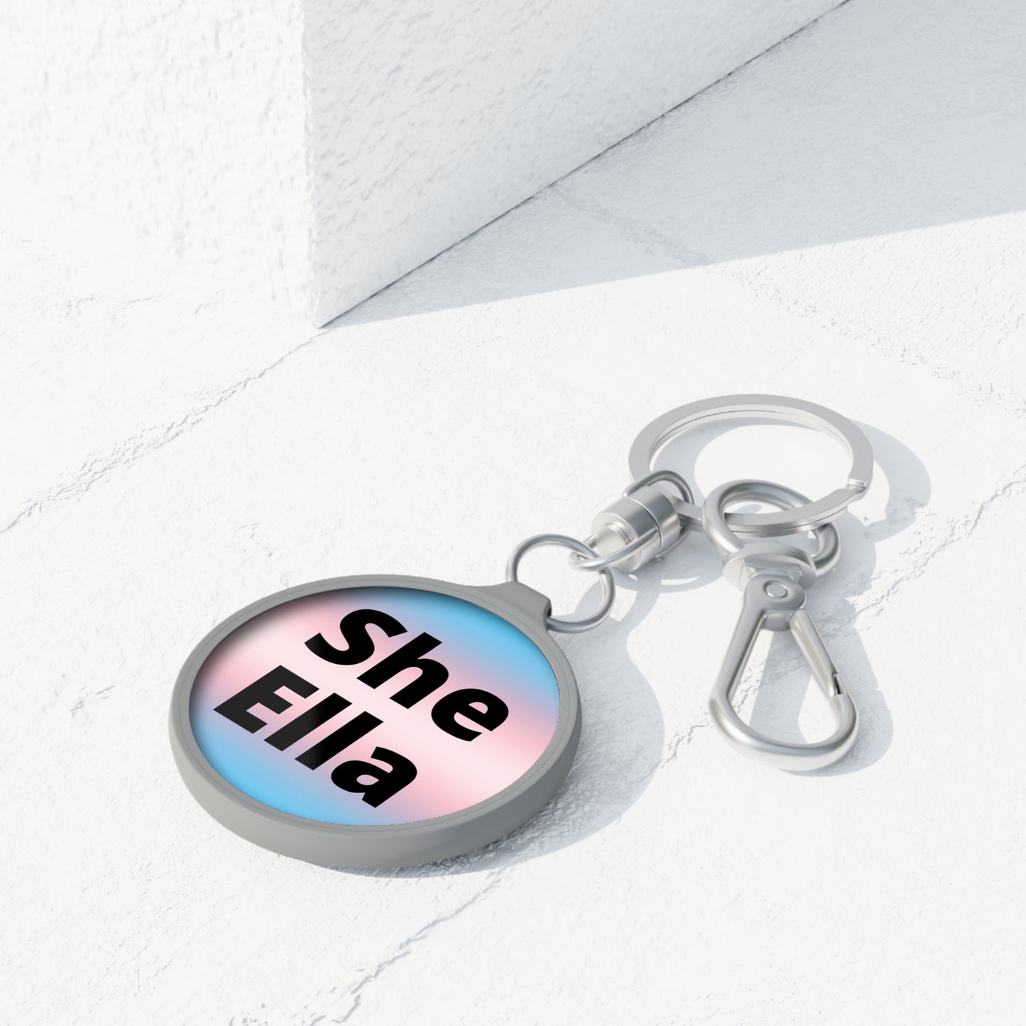 She/Ella Trans Keyring Tag