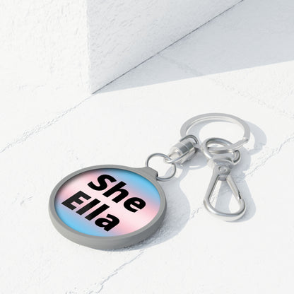 She/Ella Trans Keyring Tag