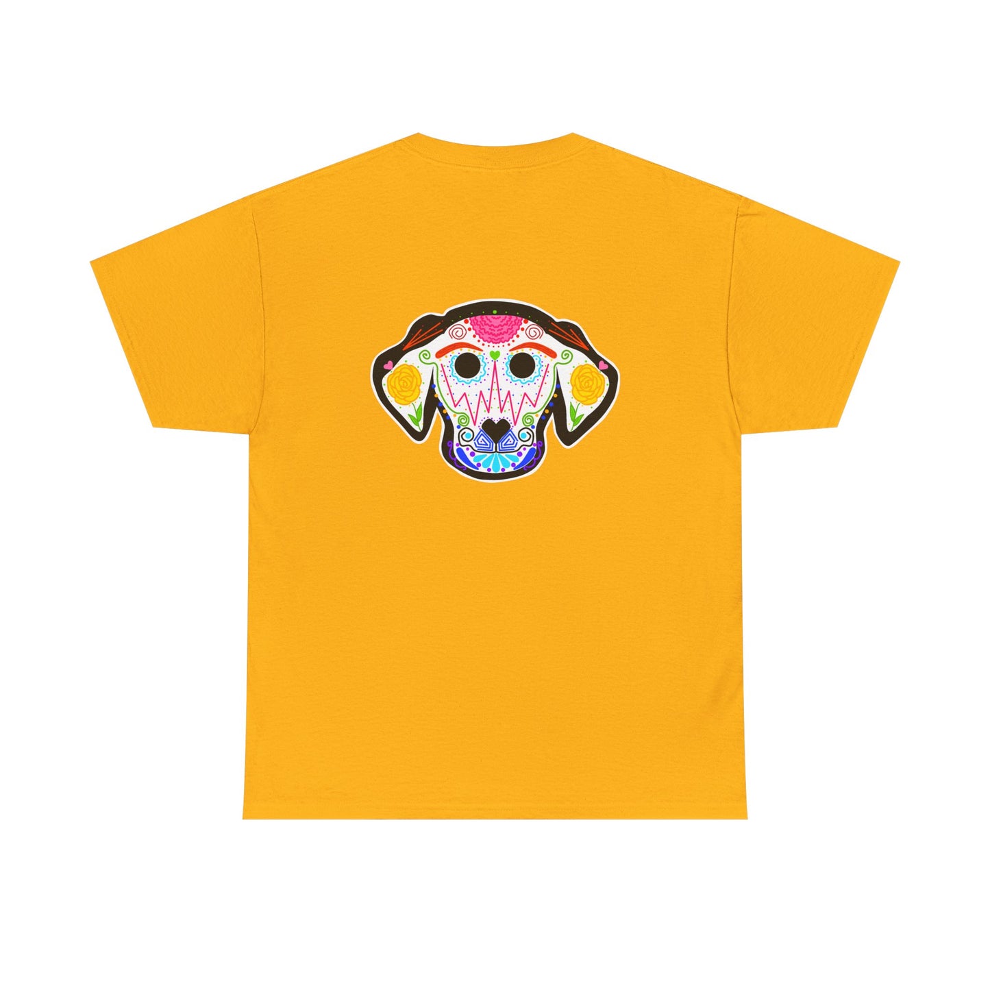 Dia de los Muertos Dog Head Unisex Heavy Cotton Tee