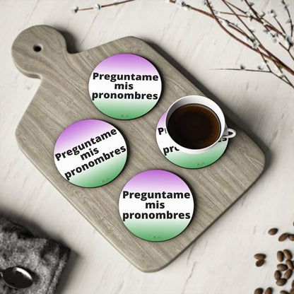 Preguntame mis Pronombres GNC Coasters