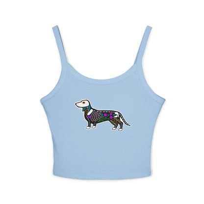 Dia de los Muertos Dachshaund Spaghetti Strap Tank Top