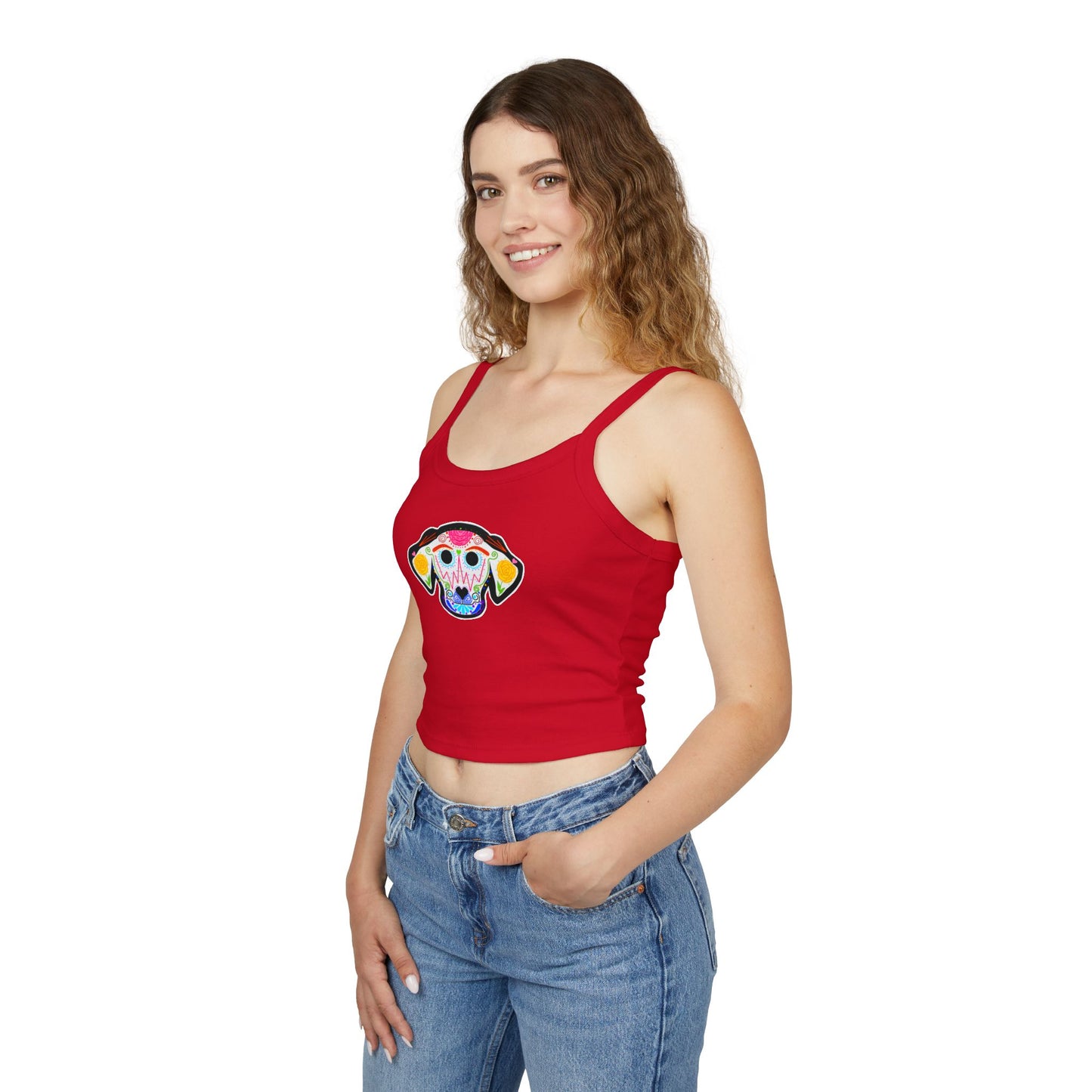 Dia de los Muertos Dog Spaghetti Strap Tank Top