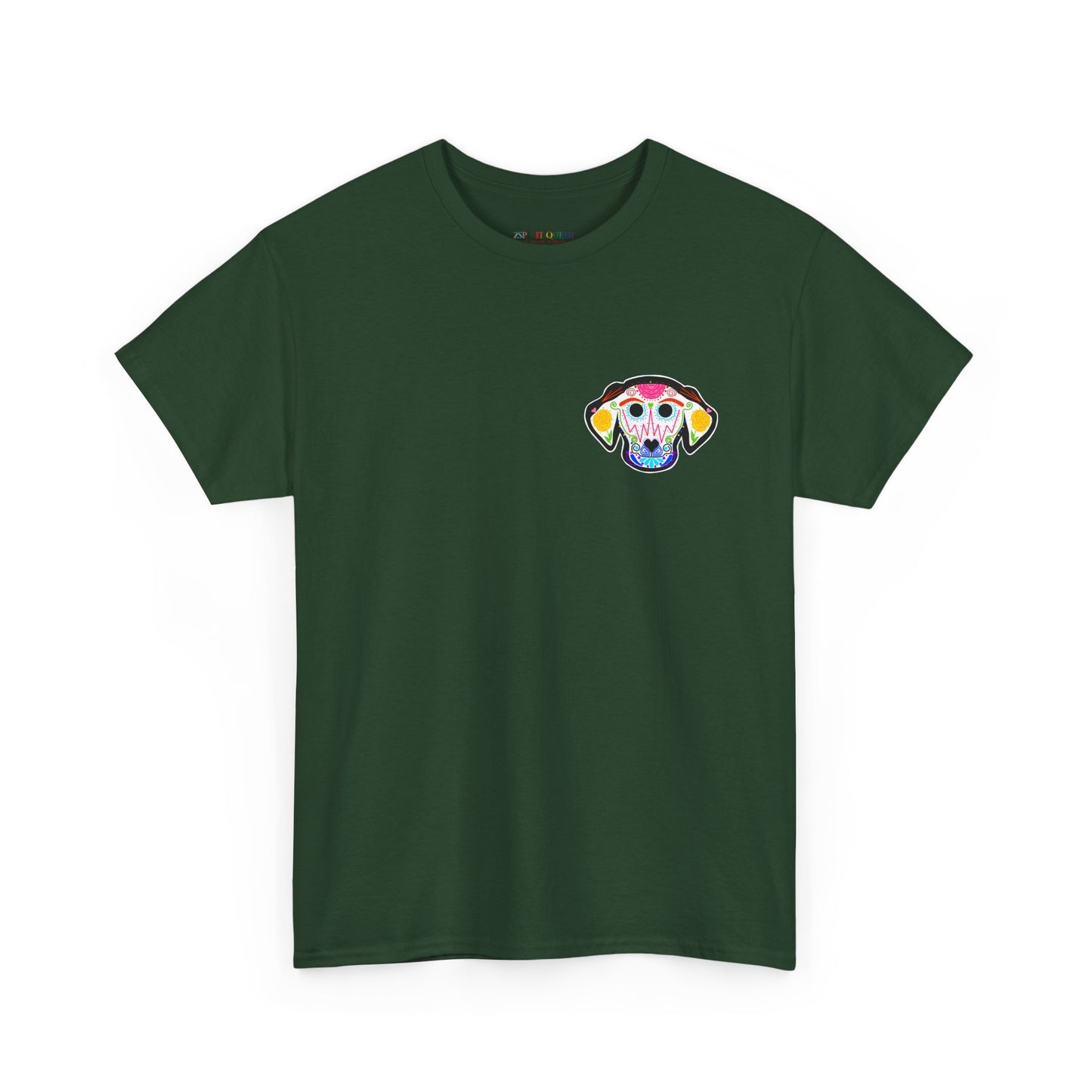 Dia de los Muertos Dog Head Unisex Heavy Cotton Tee