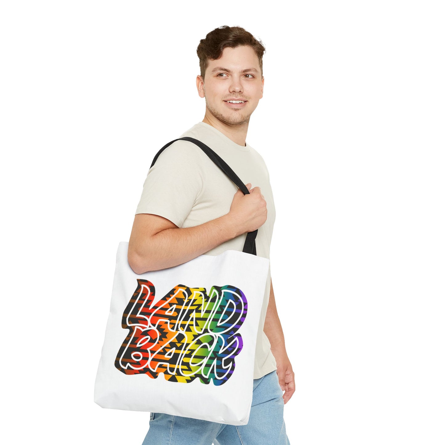 Land Back Motif Tote Bag