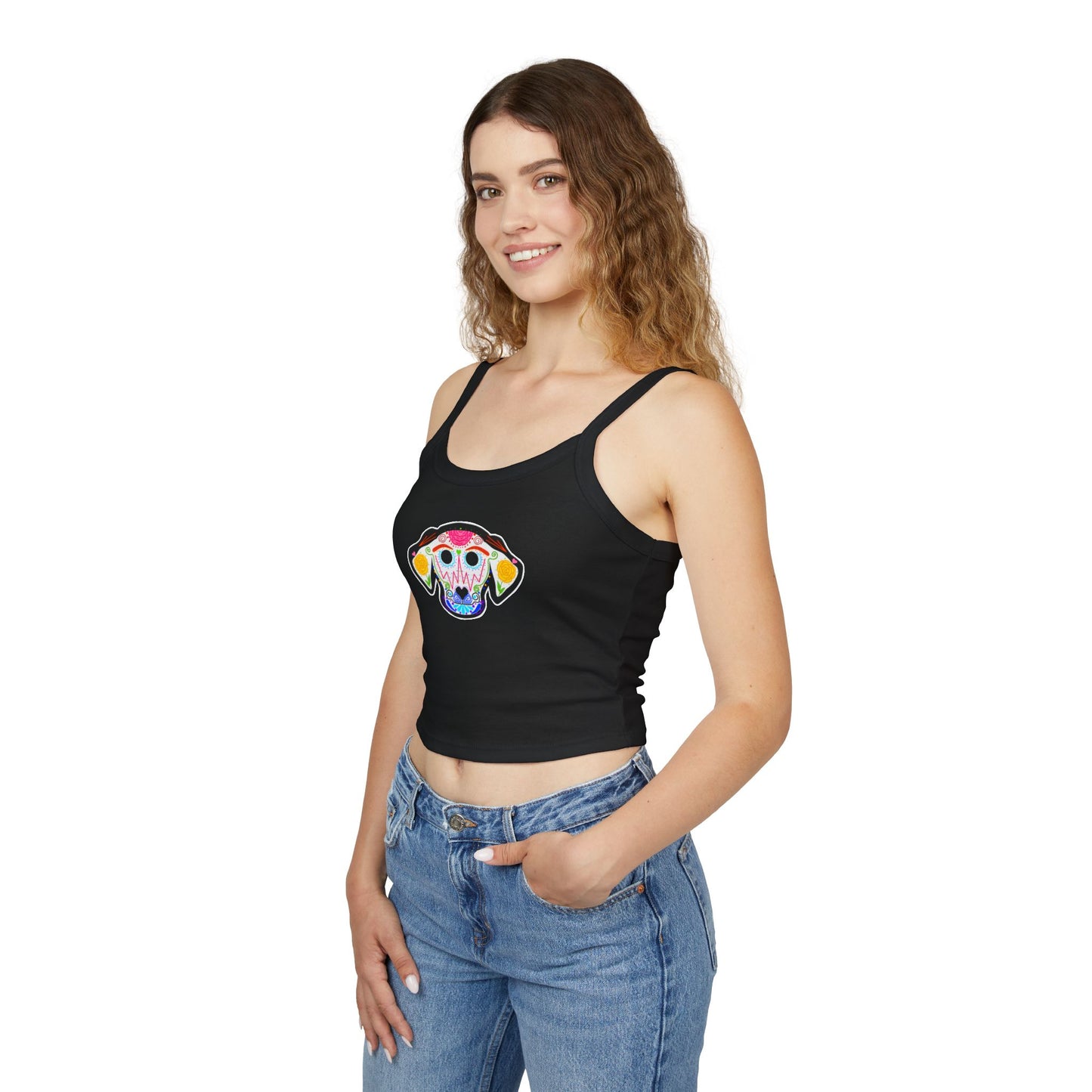 Dia de los Muertos Dog Spaghetti Strap Tank Top