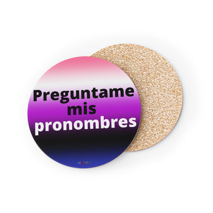 Preguntame mis Pronombre Genderfluid Coasters