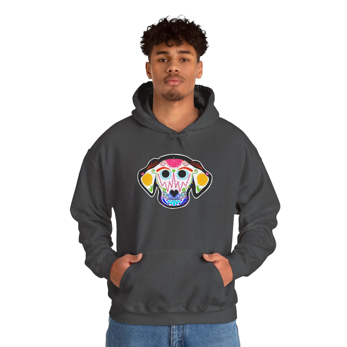 Dia de los Muertos Dog Head Hooded Sweatshirt