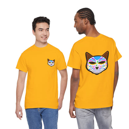 Dia de los Muertos Cat Head Heavy Cotton Tee
