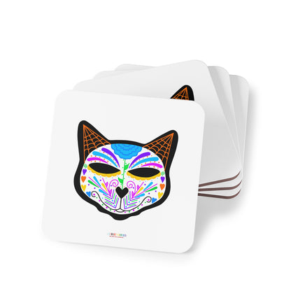 Dia de los Muertos Cat Head Coasters