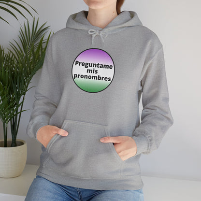 Preguntame mis Pronombres Gender Non-Conforming Hooded Sweatshirt