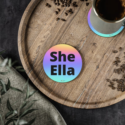She / Ella Rainbow Coasters