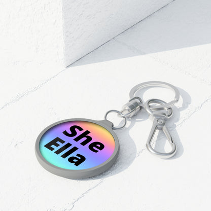 She/Ella Rainbow Keyring Tag