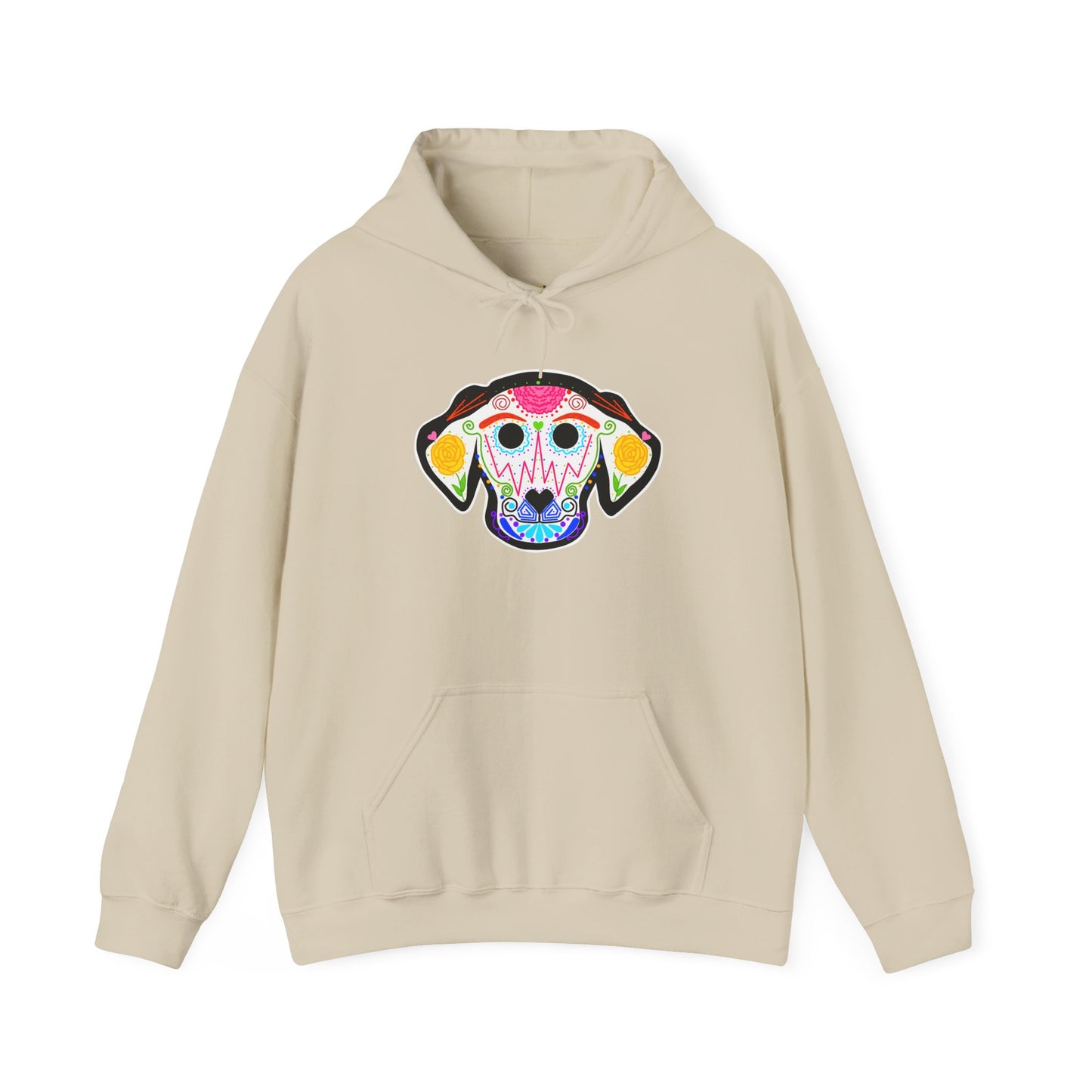 Dia de los Muertos Dog Head Hooded Sweatshirt