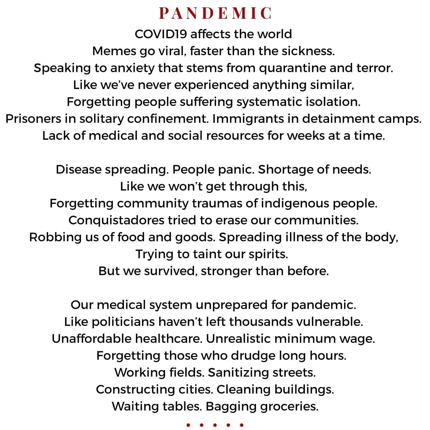 Poem: Pandemic